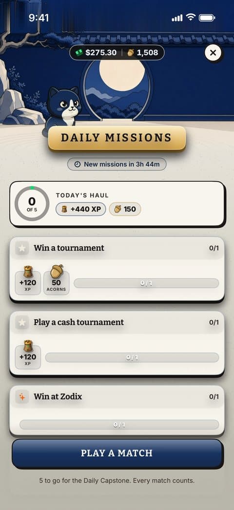 The daily missions list