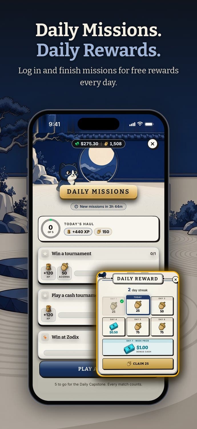 Daily missions, daily rewards